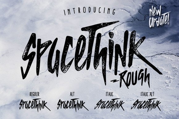Spacethink Font: A Rough Brush Script for Real Brand Personality